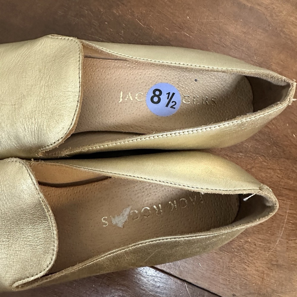 Jack Rogers Gold Leather Slip On Flat Loafer Women's Size 8.5M Made in Brazil - Picture 5 of 7